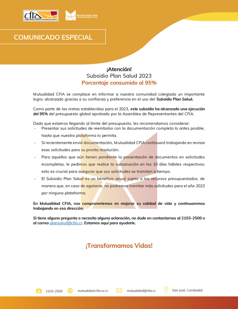 COMUNICADO SUBSIDIO PLAN SALUD 2023